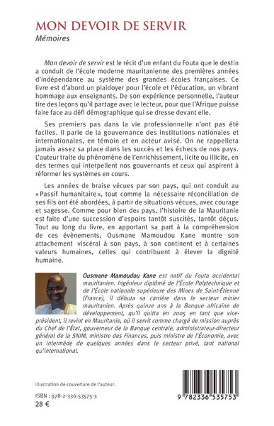 Mon devoir de servir, Mémoires (9782336535753-back-cover)