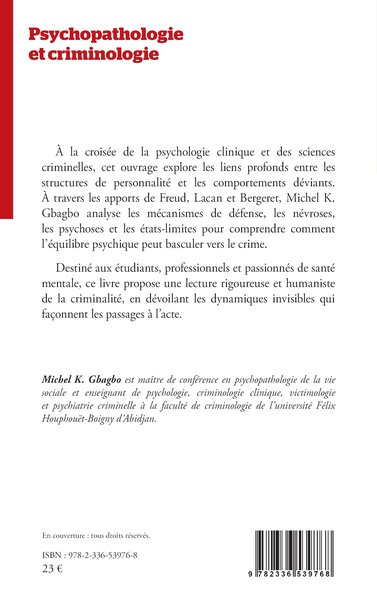 Psychopathologie et criminologie (9782336539768-back-cover)