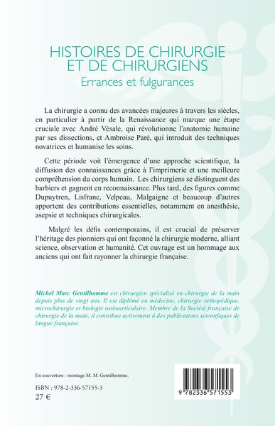 Histoires de chirurgie et de chirurgiens, Errances et fulgurances (9782336571553-back-cover)