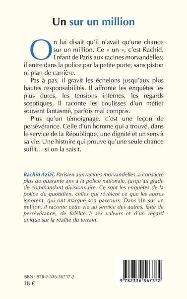 Un sur un million, Chroniques d’un policier dans les coulisses de la société (9782336567372-back-cover)