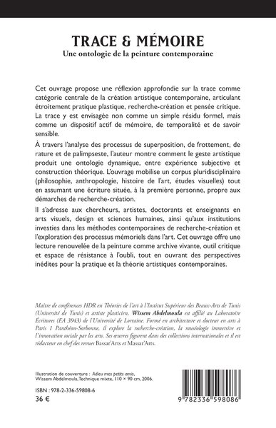Trace & mémoire, Une ontologie de la peinture contemporaine (9782336598086-back-cover)
