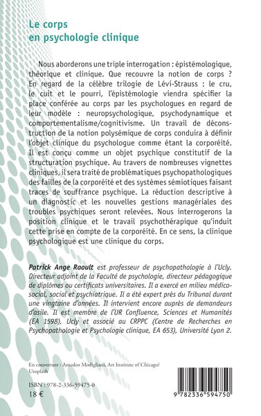 Le corps en psychologie clinique, Affect, corporéité,  souffrance psychique (9782336594750-back-cover)