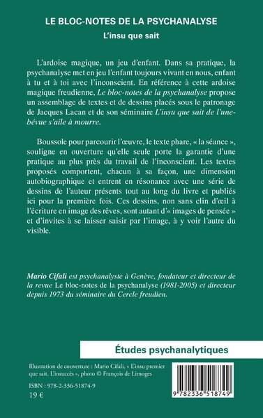 Le bloc-notes de la psychanalyse, L'insu que sait (9782336518749-back-cover)
