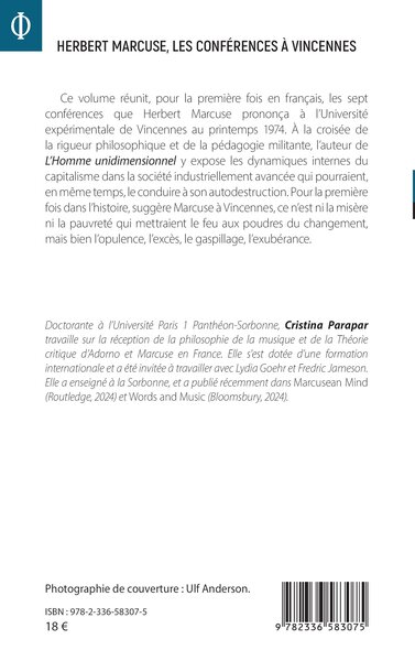 Herbert Marcuse, les conférences à Vincennes, Capitalisme et opposition radicale (9782336583075-back-cover)