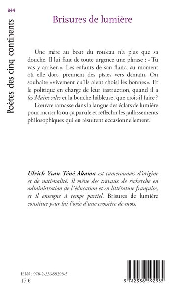 Brisures de lumière (9782336592985-back-cover)