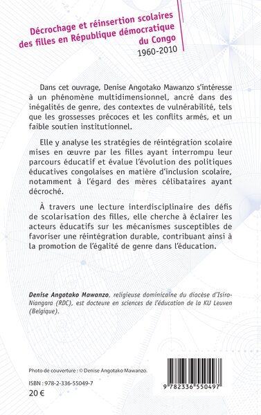 Décrochage et réinsertion scolaires des filles en République démocratique du Congo, 1960-2010 (9782336550497-back-cover)