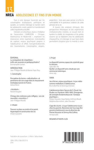 Nouvelle Revue de l'Enfance et de l'Adolescence, Adolescence et fins d’un monde (9782336597270-back-cover)