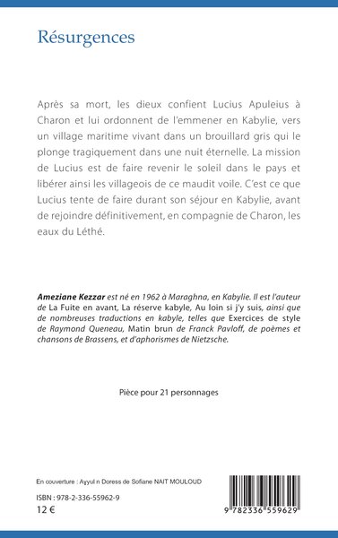 Résurgences, Pièce en quatre actes (9782336559629-back-cover)