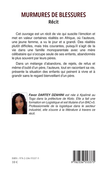 Murmures de blessures (9782336553375-back-cover)