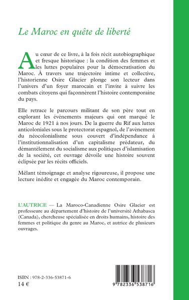 Le Maroc en quête de liberté, Un récit familial (9782336538716-back-cover)