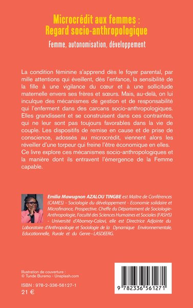 Microcrédit aux femmes :  Regard socio-anthropologique, Femme, autonomisation, développement (9782336561271-back-cover)