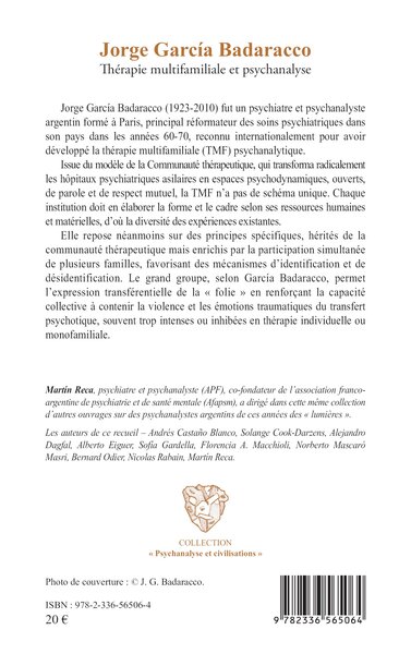 Jorge García Badaracco, Thérapie multifamiliale et psychanalyse (9782336565064-back-cover)