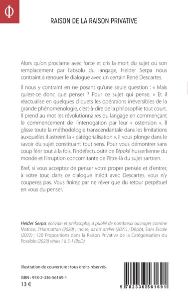 Raison de la raison privative, Ou l’actualité de la méditation cartésienne (9782336561691-back-cover)