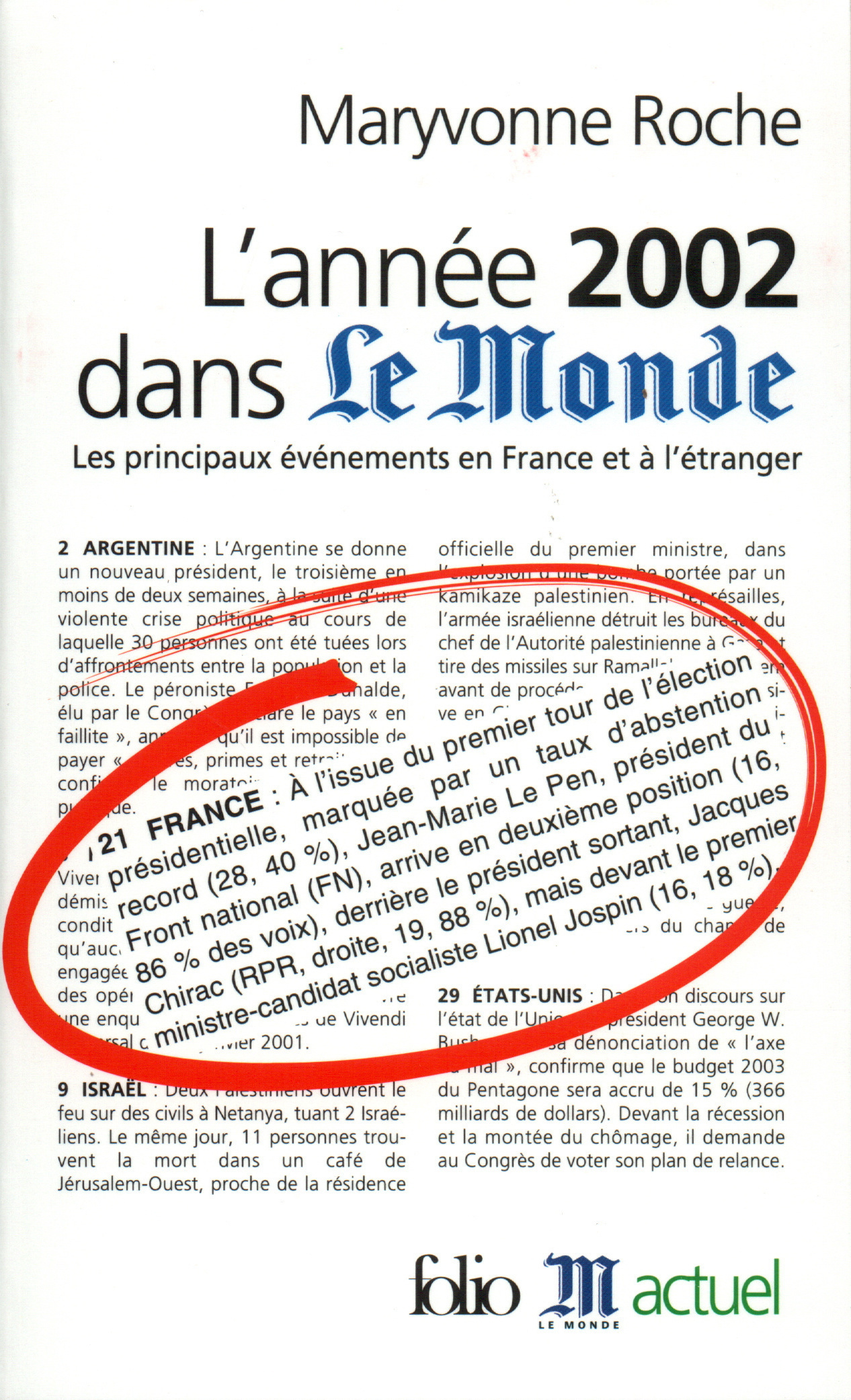 L'Année 2002 dans "Le Monde", Les principaux événements en France et à l'étranger (9782070427611-front-cover)