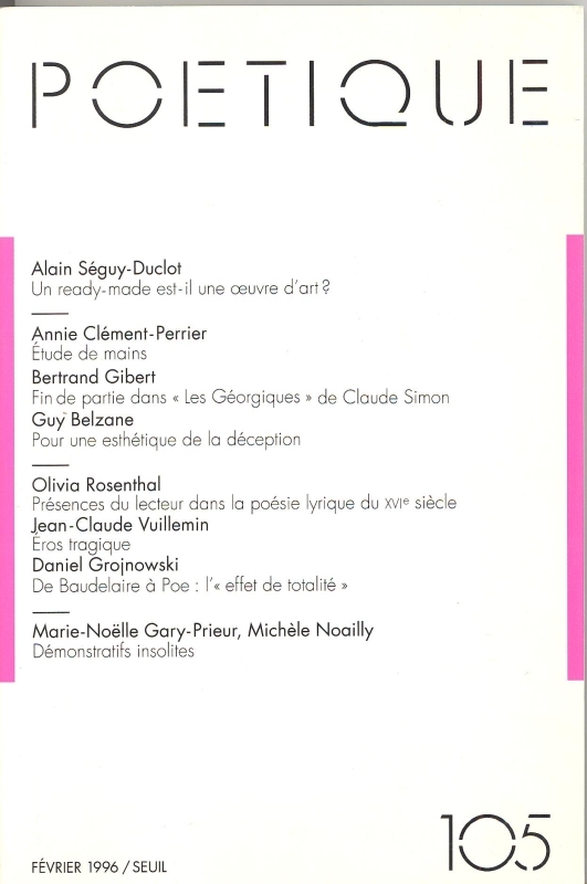Poétique, n° 105 (9782020289252-front-cover)