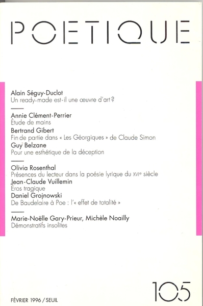 Poétique, n° 105 (9782020289252-front-cover)