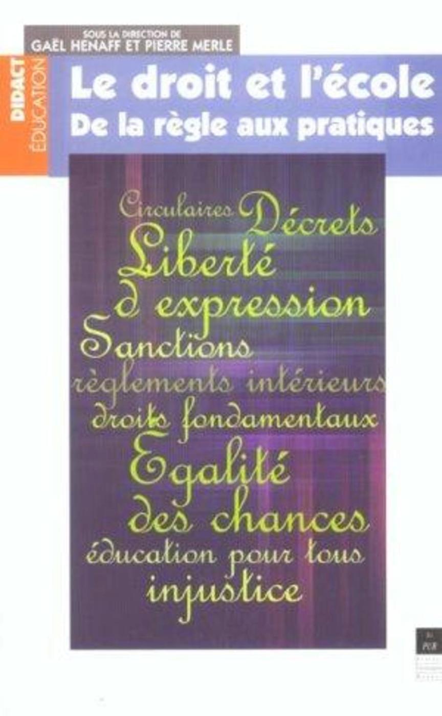 DROIT ET L ECOLE (9782868478467-front-cover)