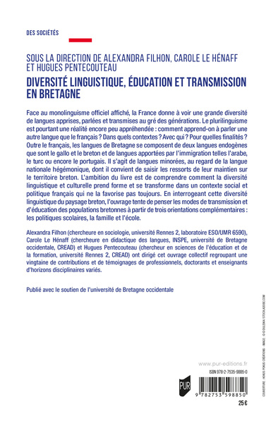 Diversité linguistique, éducation et transmission en Bretagne (9782753598850-back-cover)