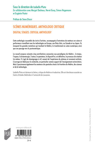 Scènes numériques. Anthologie critique, Digital stages. Critical anthology (9782753583184-back-cover)