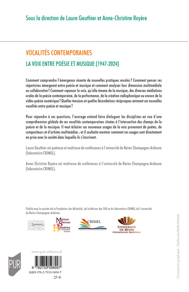 Vocalités contemporaines, La voix entre poésie et musique (1947-2024) (9782753598997-back-cover)