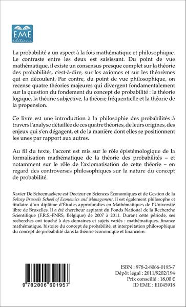 Fondements philosophiques du concept de probabilité (9782806601957-back-cover)