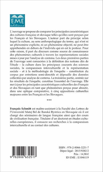 Cultures française et slovaque, Analyses comparatives de représentations sociales (9782806632517-back-cover)