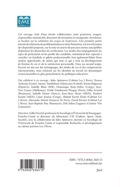 La validation des acquis de l'expérience: état des lieux et perspectives (9782806636010-back-cover)