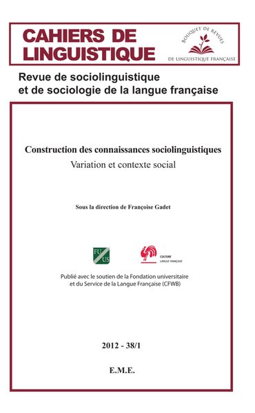 Cahiers de linguistique, Construction des connaissances sociolinguistique, Variation et contexte social (9782806601315-front-cover)