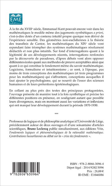 Intuition et déduction en mathématiques, Retour au débat sur la "crise des fondements" (9782806630964-back-cover)