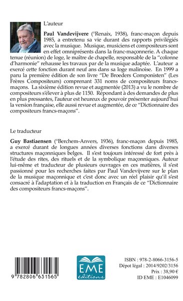 Dictionnaire des compositeurs francs-maçons (9782806631565-back-cover)