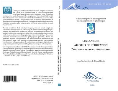 Les langues au coeur de l'éducation, Principes, pratiques, propositions (9782806610300-back-cover)