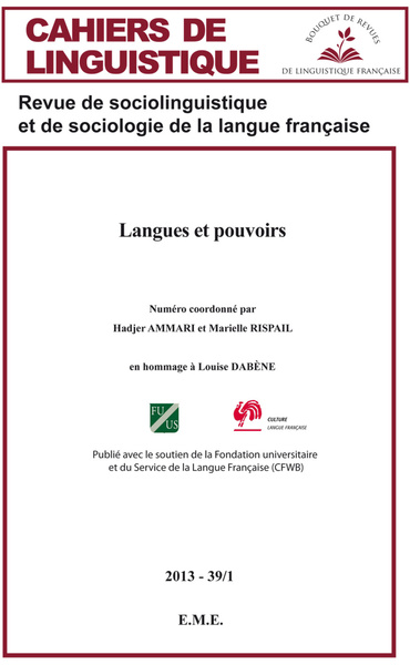 Cahiers de linguistique, Langues et pouvoirs (9782806609151-front-cover)