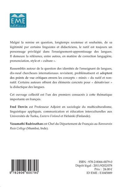 L'enseignant non-natif : identités et légitimité dans l'enseignement-apprentissage des langues étrangères (9782806600790-back-cover)