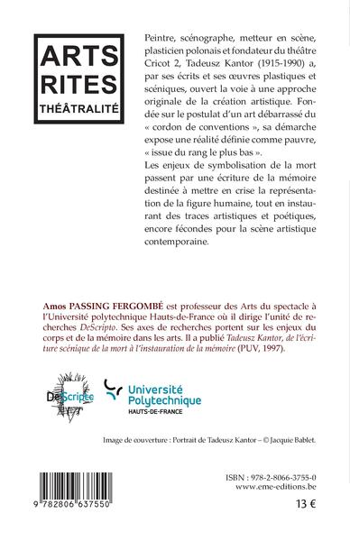 Tadeusz Kantor, Traces et poétique de la mémoire (9782806637550-back-cover)