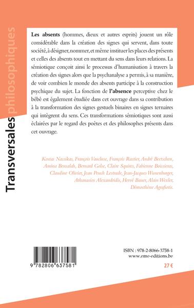 L'absence, Aux origines du signe et du transfert (9782806637581-back-cover)