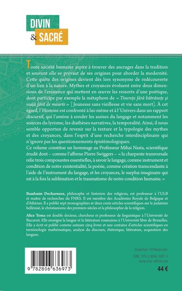 Poétique, mythes et croyances, Volume II (9782806636973-back-cover)