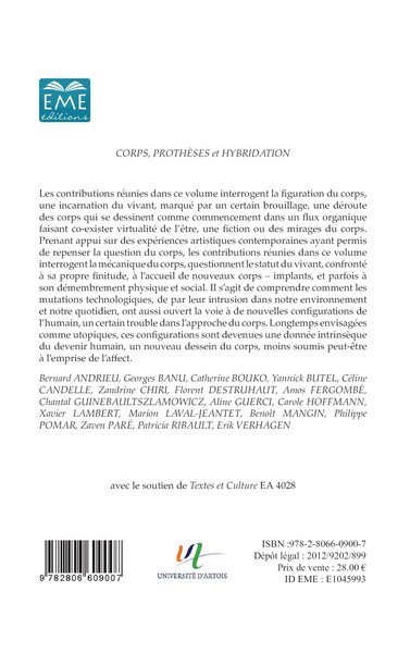 Corps, prothèses et hybridation (9782806609007-back-cover)