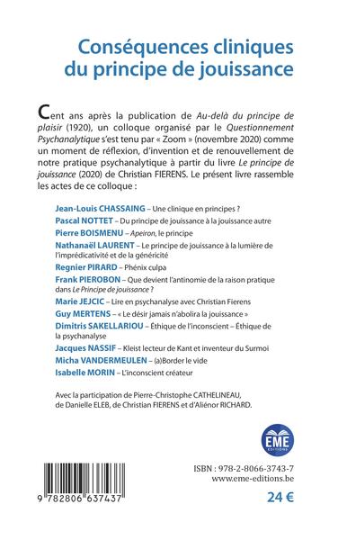 Conséquences cliniques du principe de jouissance (9782806637437-back-cover)