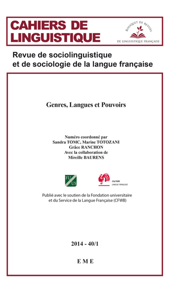 Cahiers de linguistique, Genres, Langues et Pouvoirs (9782806611369-front-cover)