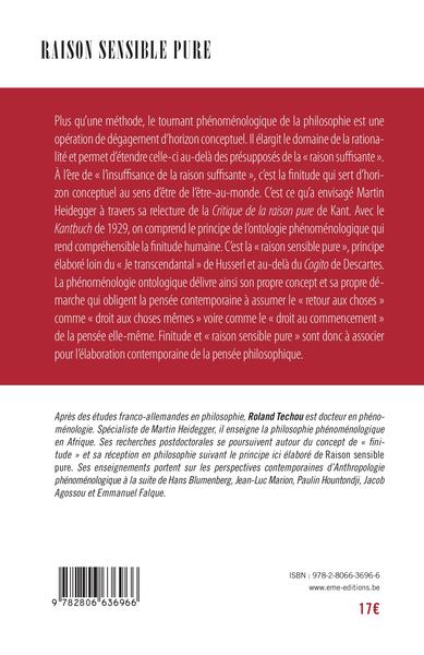 Raison sensible pure, Pour comprendre la phénoménologie de Martin Heidegger (9782806636966-back-cover)