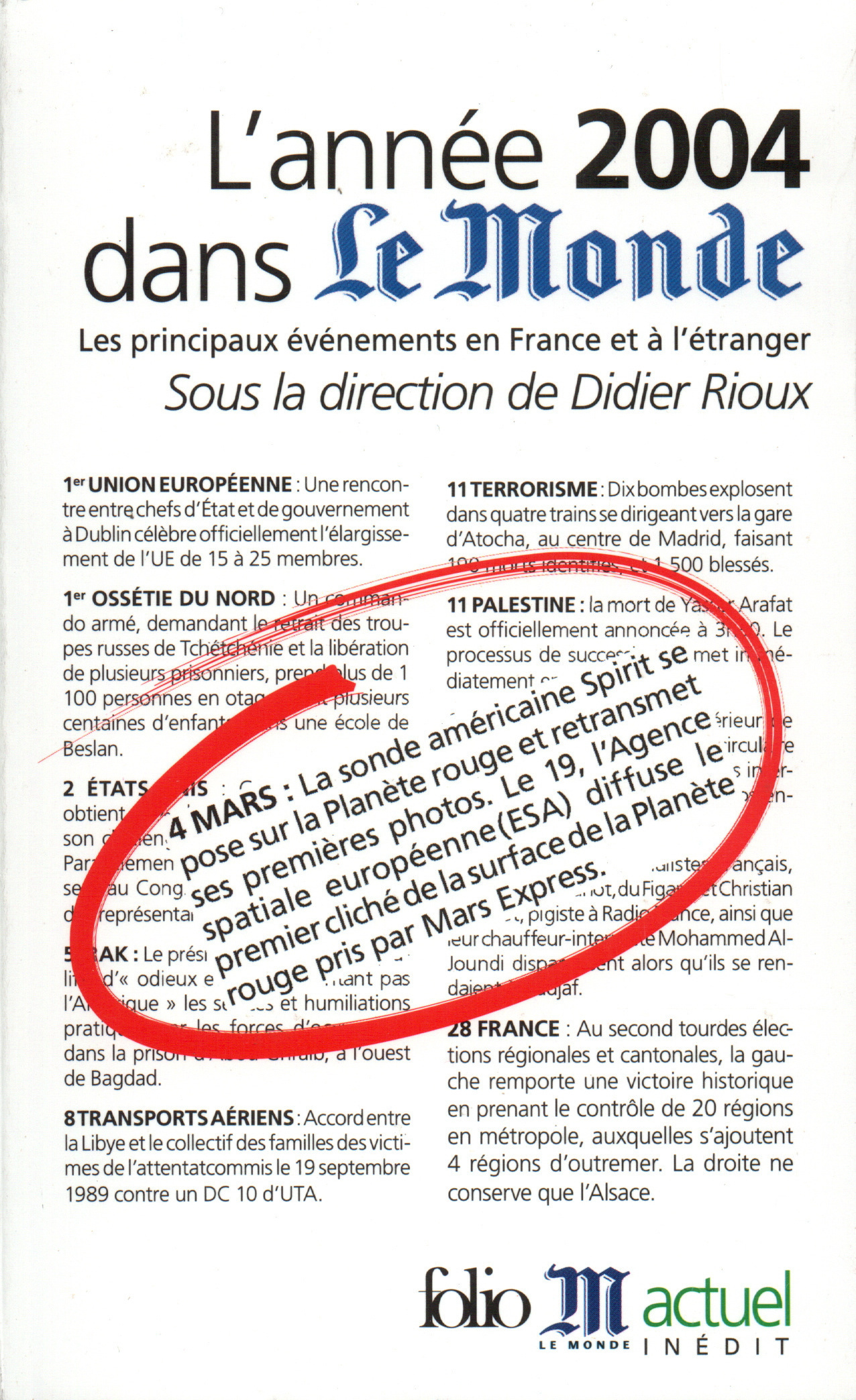 L'Année 2004 dans "Le Monde", Les principaux événements en France et à l'étranger (9782070305827-front-cover)