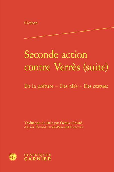 Seconde action contre Verrès (suite), De la préture - Des blés - Des statues (9782406192237-front-cover)