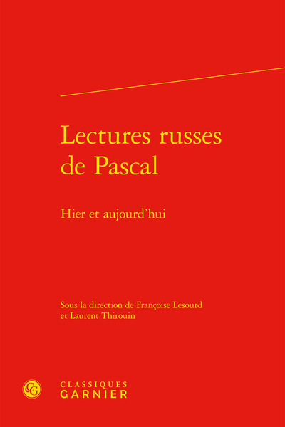 Lectures russes de Pascal, Hier et aujourd'hui (9782406103950-front-cover)
