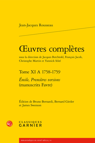 oeuvres complètes, Émile, Premières versions (manuscrits Favre) (9782406106975-front-cover)
