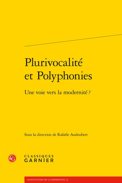 Plurivocalité et Polyphonies, Une voie vers la modernité ? (9782406125914-front-cover)