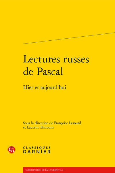 Lectures russes de Pascal, Hier et aujourd'hui (9782406103943-front-cover)