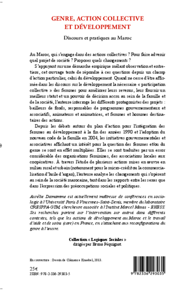 Genre, action collective et développement, Discours et pratiques au Maroc (9782336293035-back-cover)