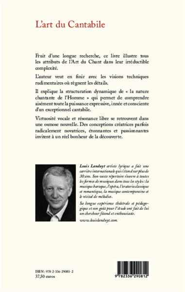 L'art du Cantabile, Méthodologie de la résonance vocale libre (9782336290812-back-cover)