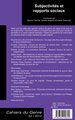 Cahiers du Genre, Subjectivités et rapports sociaux (9782336290720-back-cover)