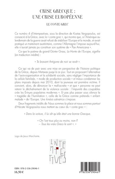 Intempestives, Crise grecque : une crise européenne, Le conte grec (9782336290461-back-cover)